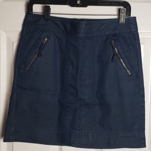 Ann Taylor LOFT Womens Blue Jean Skirt Dark Wash Blue Denim Zip Pockets